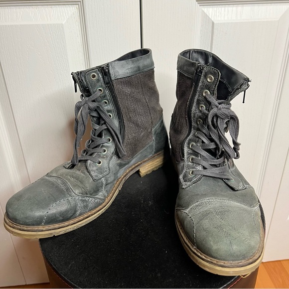 Steve Madden p-buxton men Leather Boots work boots sz 11US 44EU grey - Picture 2 of 11